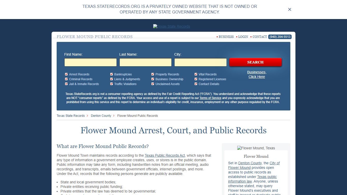 Flower Mound Arrest and Public Records | Texas.StateRecords.org